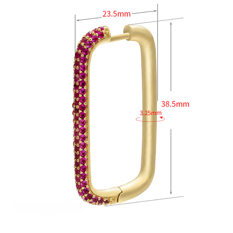 Wholesale Rectangular Colored Diamond Copper Earrings